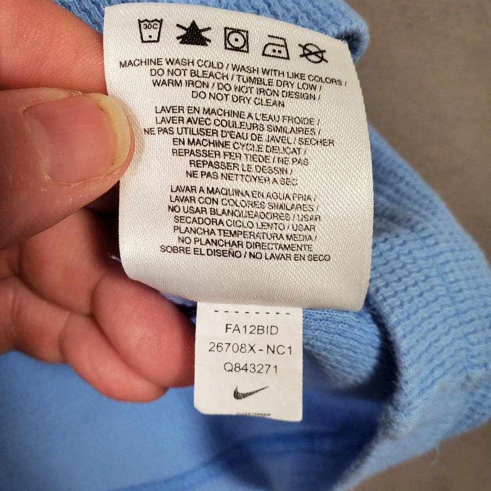North Carolina Tar Heels Nike Shirt Mens XXL Blue Logo Thermal‎ Waffle Knit Y2K